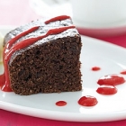  Almond Brownies with Sorbet and Raspberry Sauce