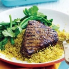  Steak with Spiced Couscous and Broccolini