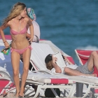  Georgia May Jagger Wears Vintage-inspired Red and White Bikini on the Beach in Miami