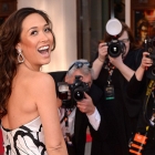  Myleene Klass Wows in dramatic Strapless gown in Olivier Awards red Carpet