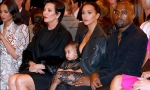 Kim Kardashian, Kanye West and North at Paris Fashion Week