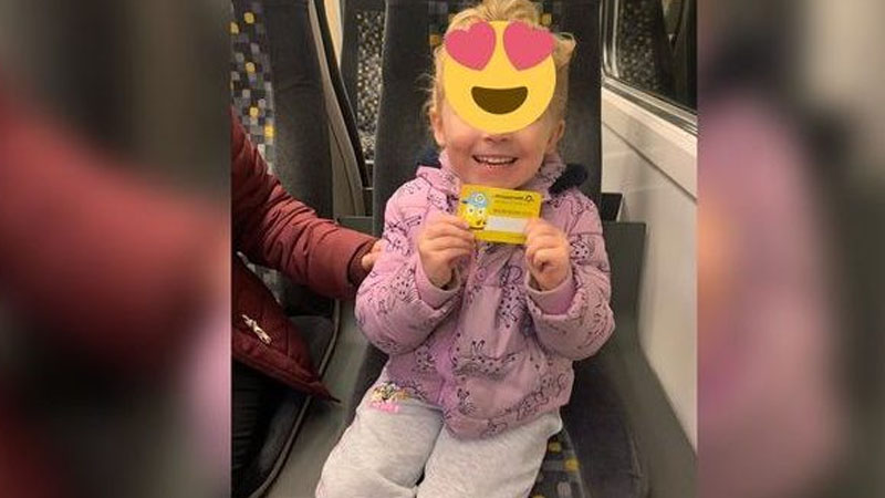  A four-year-old girl ‘clung to her ticket for dear life’ after rail workers made a gesture
