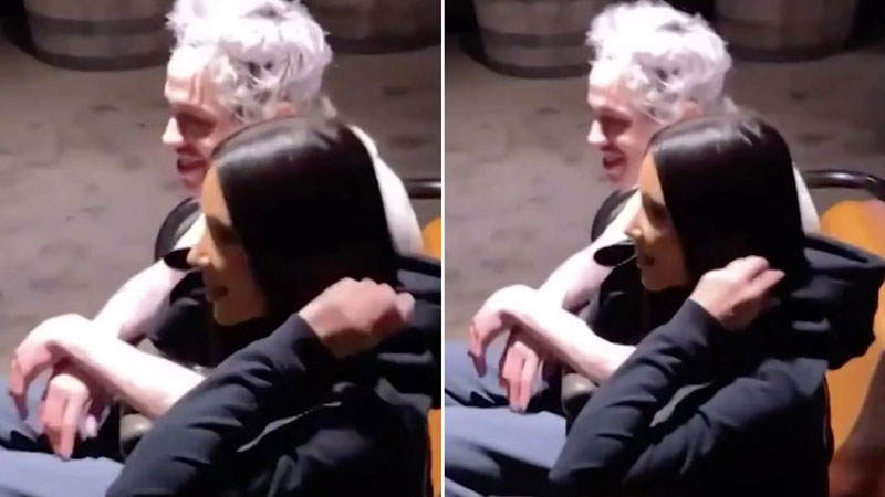  During a rollercoaster ride, Kim Kardashian and Pete Davidson were photographed holding hands