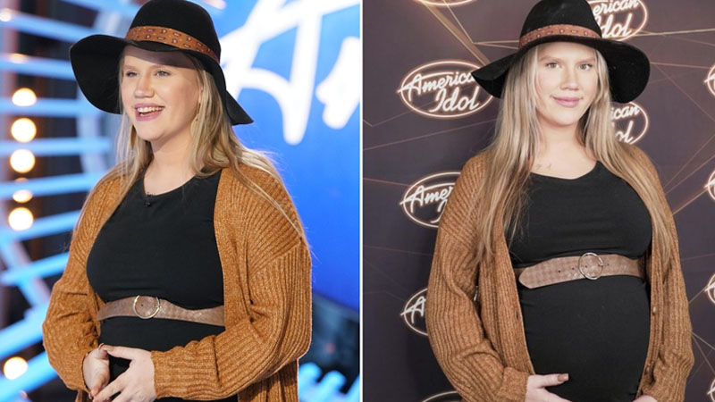  Pregnant Haley Slaton Falls Shorts with Miley Cyrus Cover during American Idol Audition